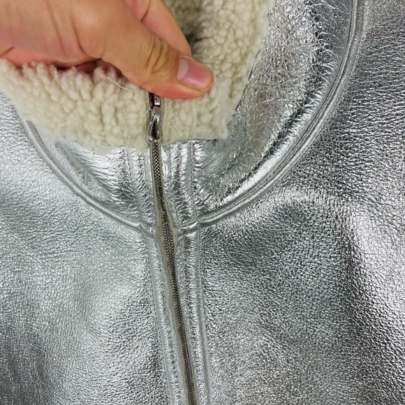 Majestic Filatures Women's Jacket with Metallic Leather Front Pockets - Picture 5 of 11